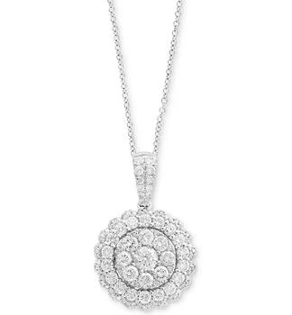 Effy | EFFY® Halo Cluster Pendant Necklace (1-1/5 ct. t.w.) in 14k White or Yellow Gold