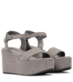 Brunello Cucinelli | Suede platform wedge sandals