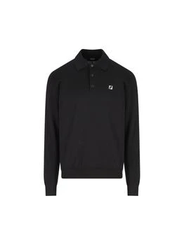 Fendi | Fendi FF Detailed Long Sleeved Knitted Polo Shirt
