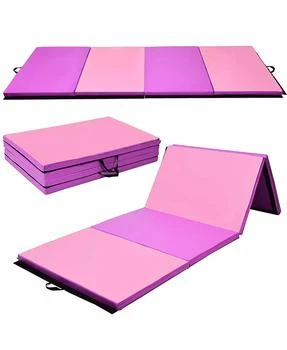 Costway 4'x10'x2" Thick Folding Panel Gymnastics Mat Yoga Black