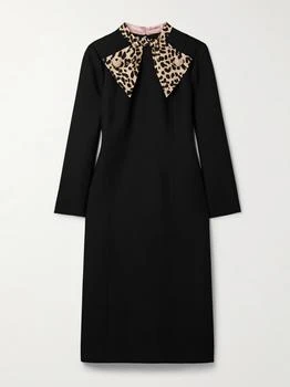 Valentino | Embellished Leopard-print Wool And Silk-blend Midi Dress  - IT38