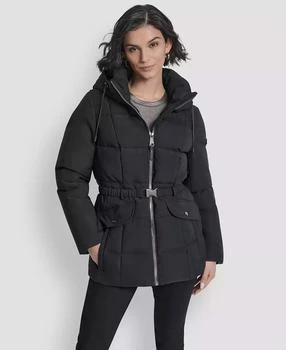 Women
s Belted Hooded Puffer Coat