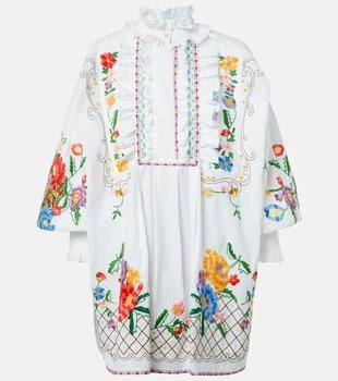 Valentino | Embroidered cotton and linen blouse