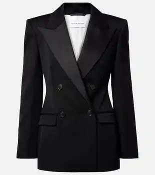 Givenchy | Double-breasted satin-trimmed wool blazer