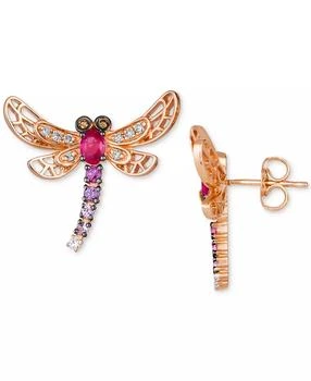 Le Vian | Passion Ruby (3/8 ct. t.w.), Strawberry Ombré (1/5 ct. t.w.), Nude Diamonds (1/8 ct. t.w.), White Sapphire (1/20 ct. t.w.) 
Chocolate Diamonds Accent Dragonfly Drop Earrings in 14k Rose Gold