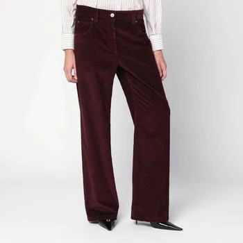 Brunello Cucinelli | Wide-leg bordeaux velvet trousers