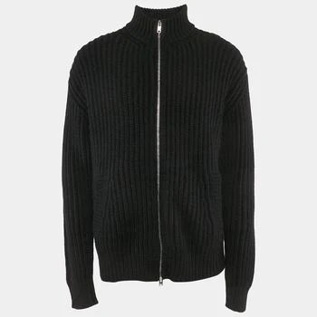 Prada | Prada Black Rib Knit Zip-Up Cardigan L