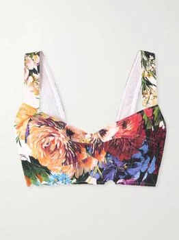 Dolce & Gabbana | Cropped Poplin-trimmed Floral-print Crepon Bustier Top  - IT40