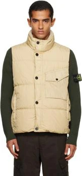 Stone Island Beige G100003 Crinkle Reps NY Down Vest