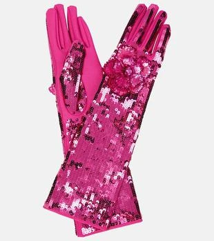 Valentino | Floral sequined gloves
