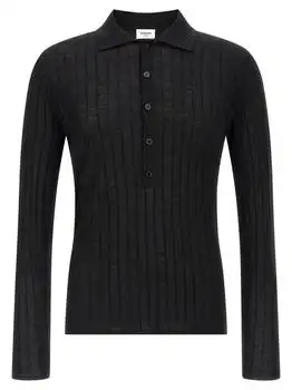 Yves Saint Laurent | Saint Laurent Button Detailed Long-Sleeved Polo Shirt