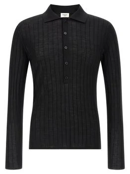Yves Saint Laurent | Saint Laurent Button Detailed Long-Sleeved Polo Shirt