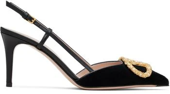 Valentino | Black VLogo Signature Velvet Slingback Heels
