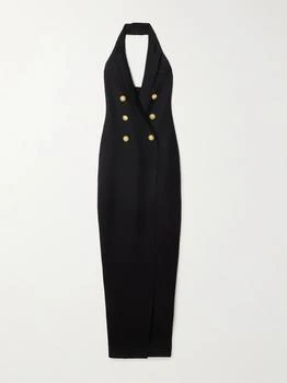 Balmain | Button-embellished Knitted Halterneck Maxi Dress