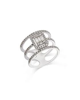 Bloomingdale's | Diamond Round & Baguette Triple Row Ring in 14K White Gold, 0.75 tcw