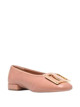 Salvatore Ferragamo | Women's Embossed-Logo Plaque Ballerina Shoes In Pink