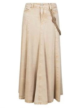 Pinko Cord Detailed Denim Midi Skirt