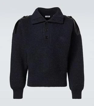 Burberry | Leather-trimmed wool-blend polo sweater