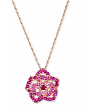 Le Vian | Passion Ruby (1/10 ct. t.w.) & Bubble Gum Pink Sapphire (3/4 ct.t .w.) Flower Pendant Necklace in 14k Rose Gold, 18" + 2" extender