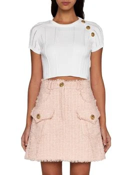 Balmain | Balmain Frayed Hem Tweed Skirt