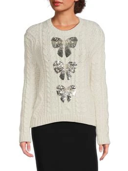 Valentino | Embellished Cable-Knit Wool-Blend Sweater