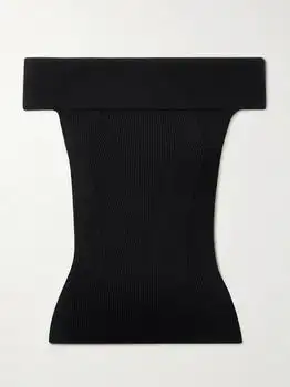 Givenchy | Off-the-shoulder Paneled Ribbed-knit Top