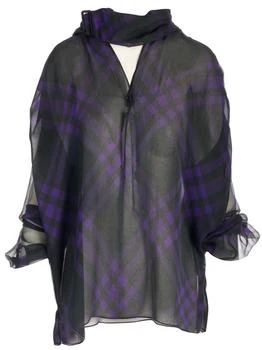 Burberry | Burberry Check-Pattern Scarf Detailed Blouse