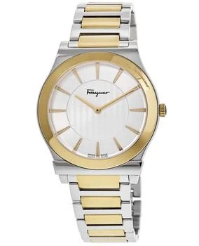 Salvatore Ferragamo | Salvatore Ferragamo 1898 Slim Silver Dial Two Tone Steel Men
s Watch SFPE00922