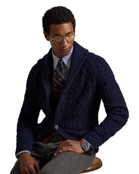 Suede Patch Wool Alpaca Cardigan