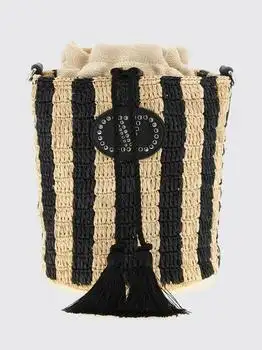 Valentino | VLogo Signature Striped Raffia Bucket Bag Valentino Garavani