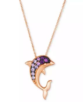 Le Vian | Strawberry Ombré Sapphire Dolphin Pendant Necklace (1/4 ct. t.w.) in 14k Rose Gold, 18" + 2" extender