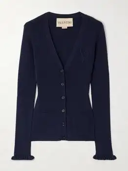 Valentino | Embroidered Wool Cardigan - Navy