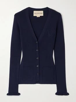 Valentino | Embroidered Wool Cardigan - Navy