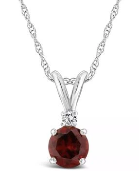 Macy's | Garnet (5/8 ct. t.w.) and Diamond Accent Pendant Necklace in 14K Yellow Gold or 14K White Gold