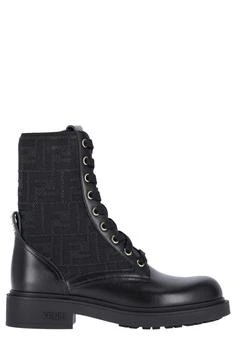 Fendi | Fendi Filo FF Jacqaurd Lace-Up Biker Boots