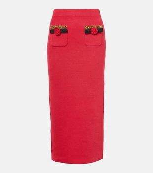 Embellished knitted midi skirt