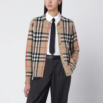 Burberry | Beige Check cashmere and wool cardigan