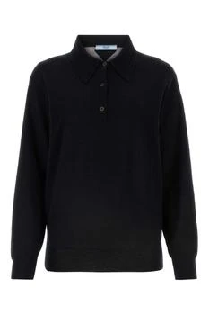 Prada | Prada Long Sleeved Knitted Polo Shirt