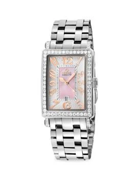 Gevril | Avenue Of Americas Mini 25MM Stainless Steel, Mother Of Pearl & 1.156 TCW Diamond Bracelet Watch