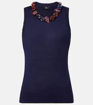 ETRO | Embellished silk and cashmere top