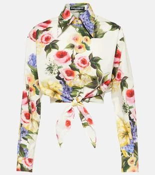 Dolce & Gabbana | Floral cropped cotton poplin shirt