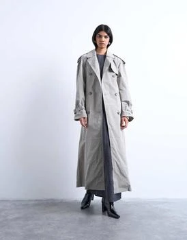 Topshop unlined longline nylon trench coat in grey