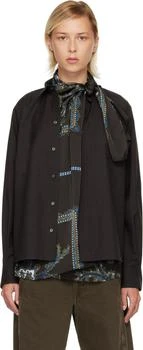 Sacai | Brown Suiting & Paisley Print Shirt