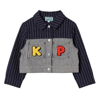 Kids Striped Cotton Denim Jacket