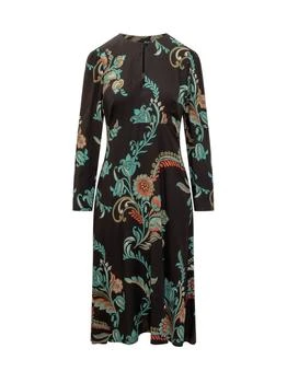 ETRO | Etro Keyhole Neck Floral Printed Midi Dress