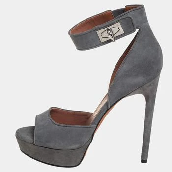 Givenchy | Givenchy Grey Suede Platform Ankle Strap Sandals Size 39