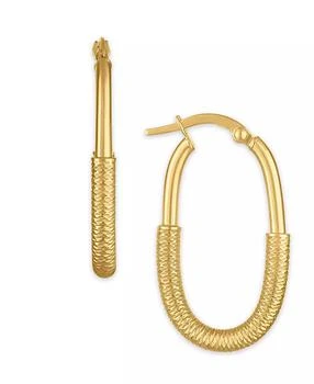 Macy's | Polished and Diamond Cut Lock Hoop Earrings in 10k Yellow Gold