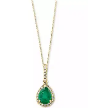 Effy | EFFY® Emerald (7/8 ct. t.w.) & Diamond (1/8 ct. t.w.) 18" Pendant Necklace in 14k Gold