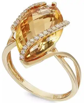 Effy | EFFY® Marquise-Cut Pink Amethyst (6-7/8 ct. t.w.) and Diamond (1/8 ct. t.w.) Wrap Ring in 14k Gold (Also in Citrine & London Blue Topaz)