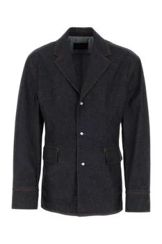 Prada | Prada Triangle-Plaque Button-Up Denim Jacket
